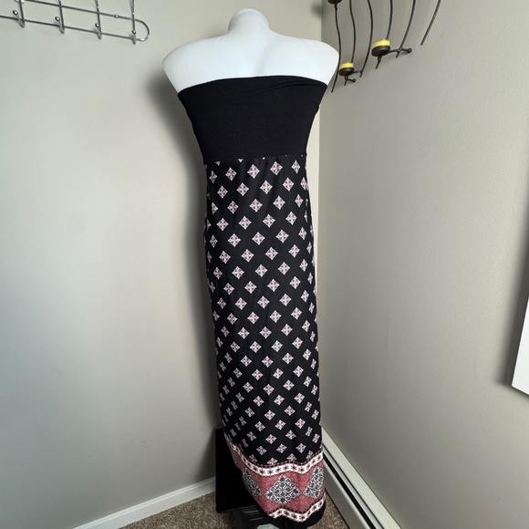 Eclipse Women's Strapless Aztec Maxi Tube Dress Multicolor Medium Boho Festivals - Picture 4 of 13